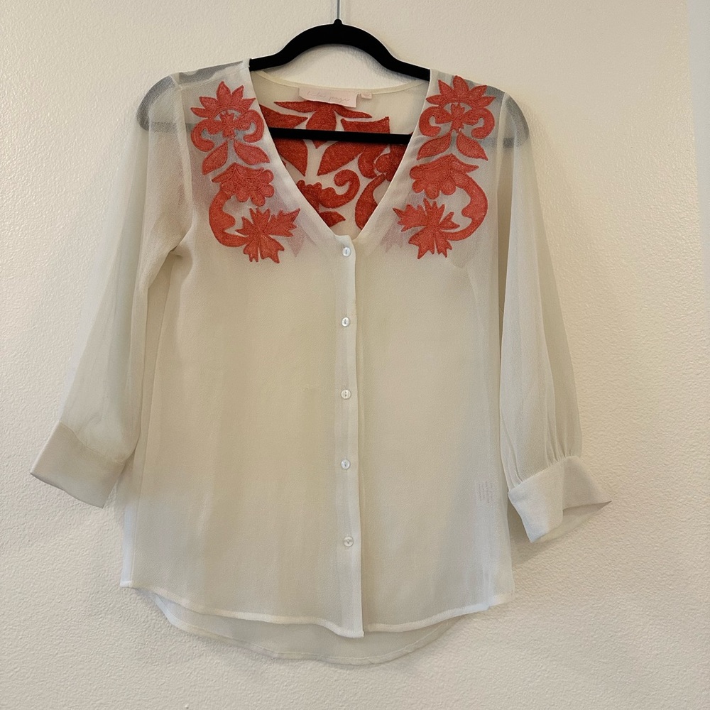 Lila Page White Sheer Top size XS
